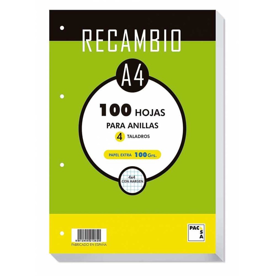 Papeler A Pacsa Papel Y Recambios Anillas | Recambio 100 Gr A4 - 100 Cn 4 Anillas