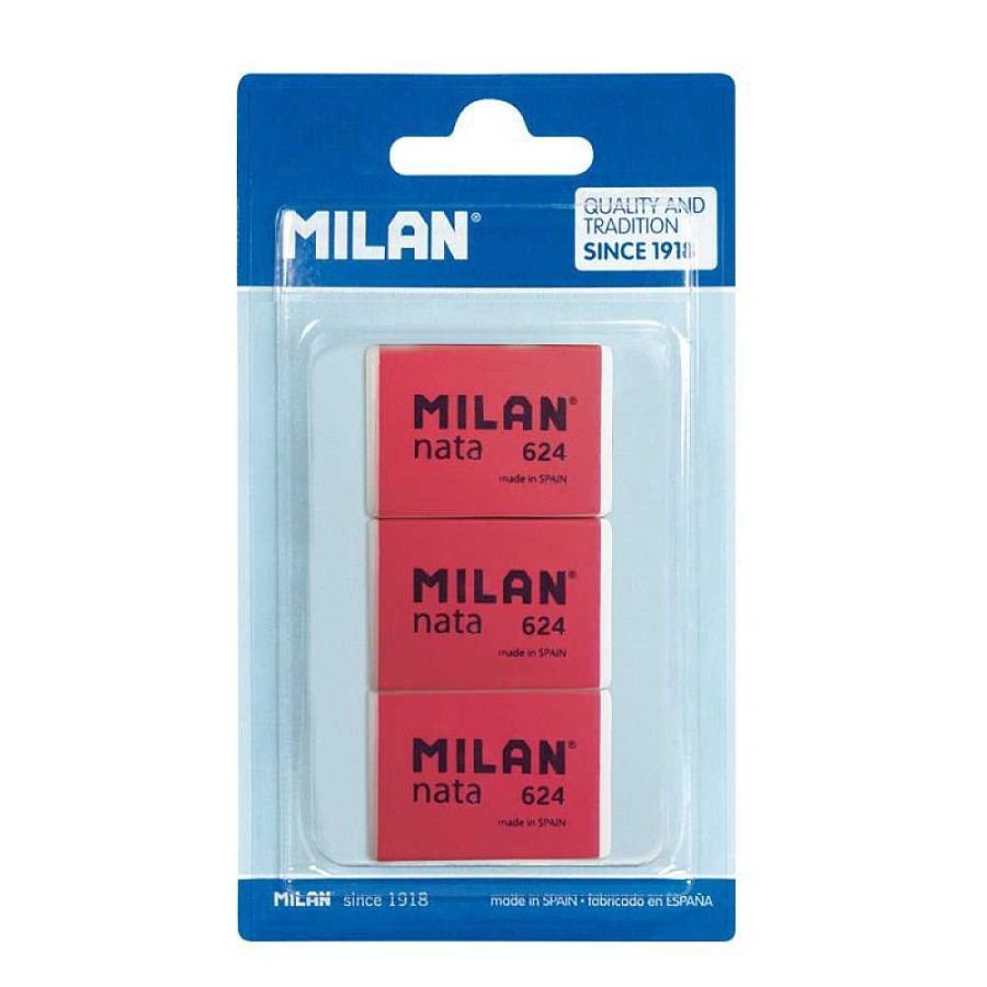 Papeler A Milan Gomas Borrar Y Correctores | Blister 3 Gomas Borrar Nata Mil N 624