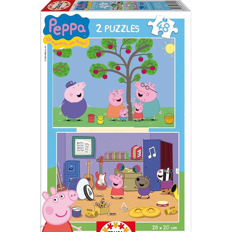 Juguetes Peppa Pig Puzzles Infantiles | Peppa Pig Puzzle Doble 2X48 Piezas