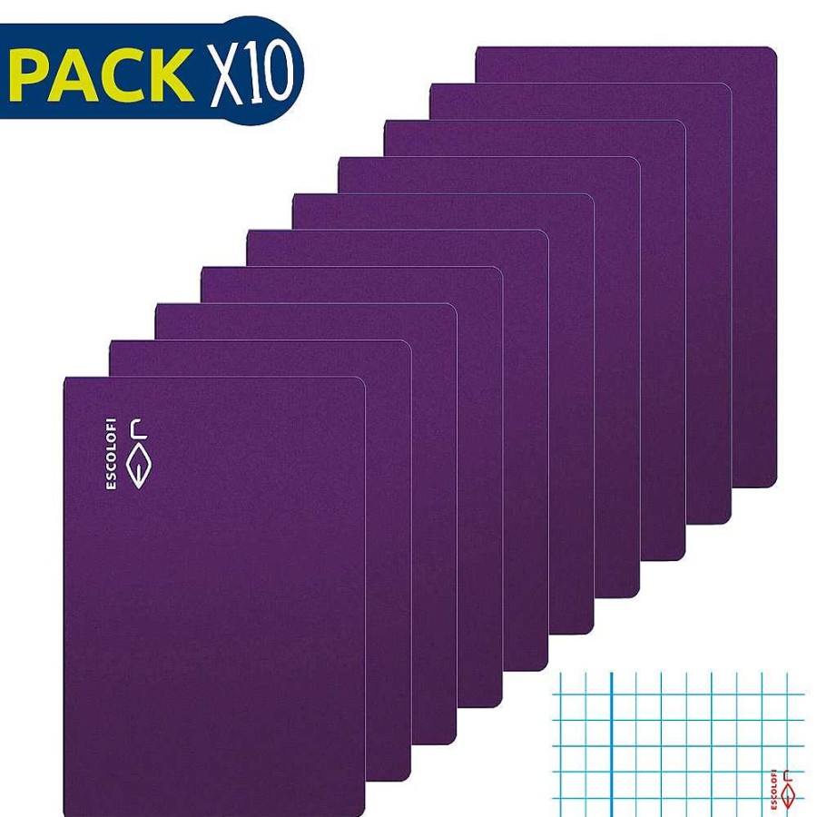 Papeler A Escolofi Libretas | Escolofi Pack 10 Cuadernos Grapados Folio 50 H 70 Gr Cuadr Cula 4X4 Margen Violeta