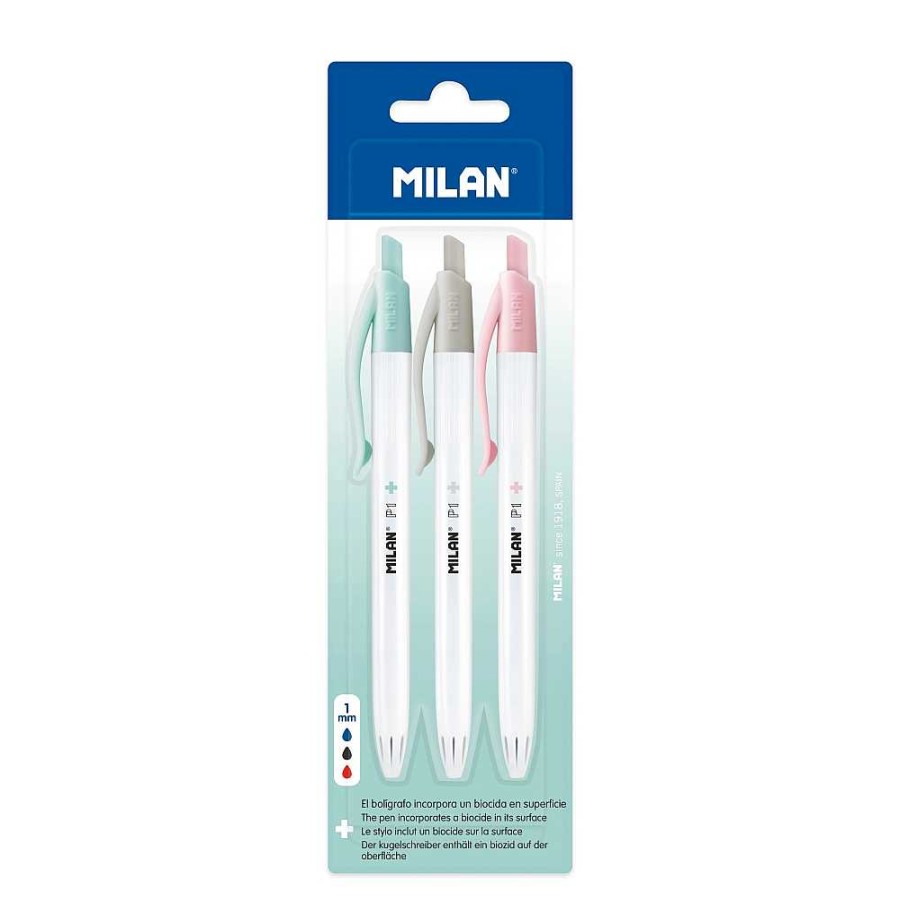 Papeler A Milan Bol Grafos | Blister 3 Bol Grafos Antibacterias Milan Azul, Negro, Rojo