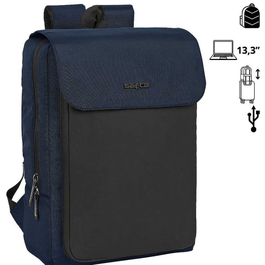 Mochilas Y Complementos Safta | Mochila Ordenador 13,3" Con Solapa Y Conector Usb