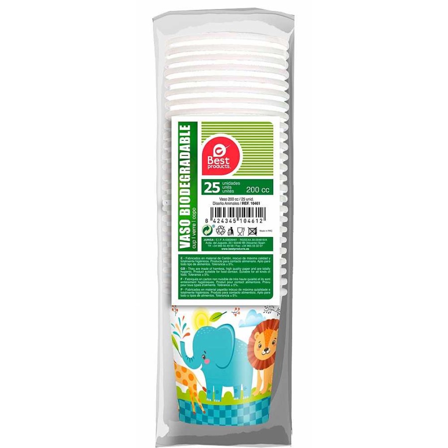 Fiestas Y Disfraces Genérico | Pack 25 Vasos Cart N 200 Ml. Animales