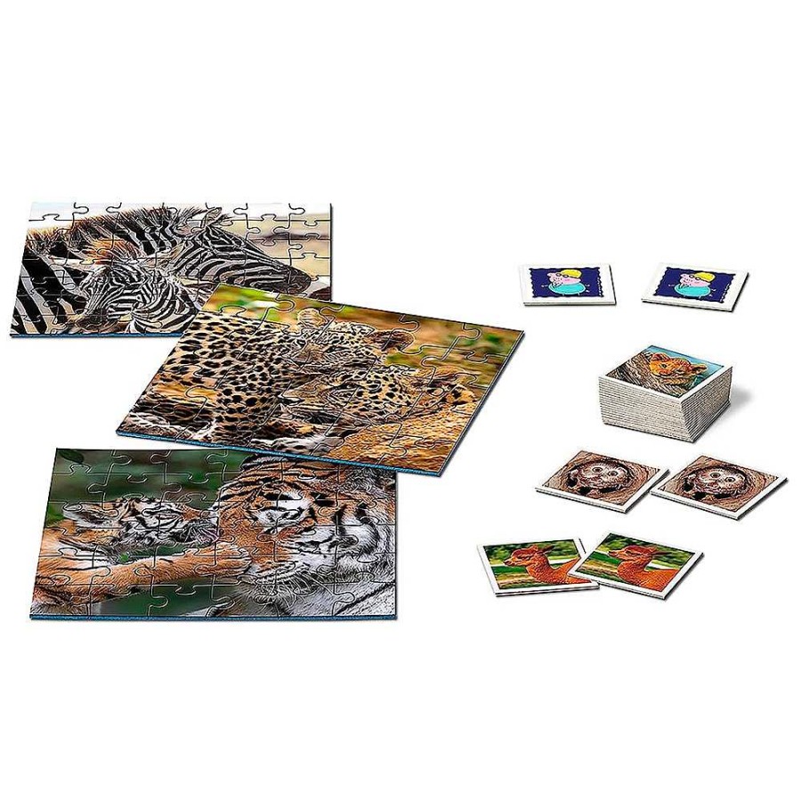 Juguetes Ravensburger Puzzles Infantiles | Animales Sabana Pack Memory Y Puzzle Triple