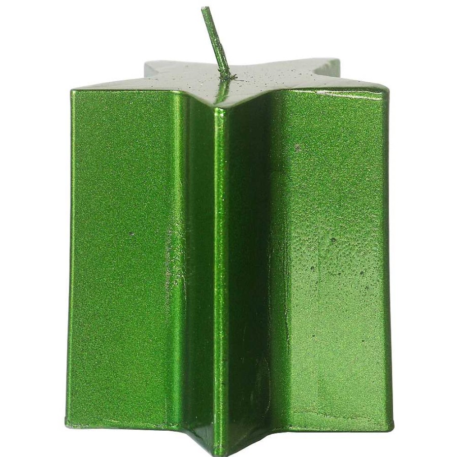 Home & Deco Fantástiko Velas Y Aromas | Vela Estrella Verde Metalizada 7X7