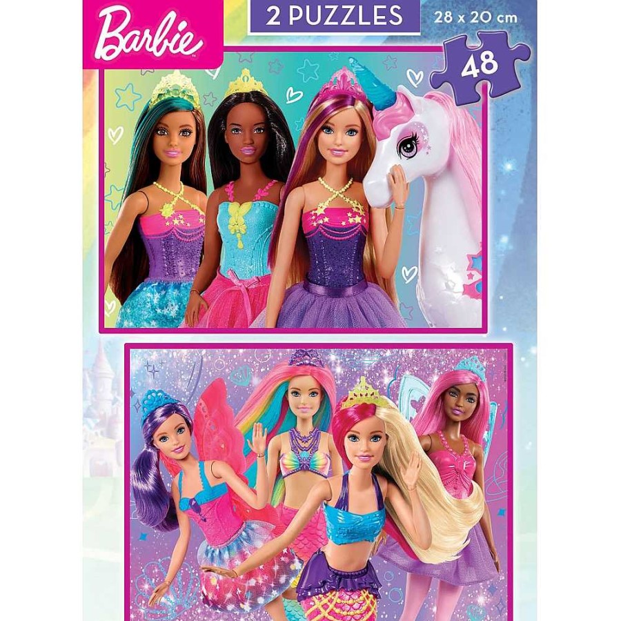 Juguetes Barbie Puzzles Preescolar | Barbie Puzzle Doble 2X48 Piezas