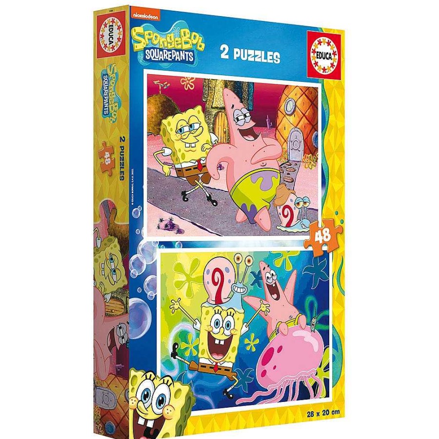 Juguetes Educa Puzzles Infantiles | Bob Esponja Puzzle Doble 2X48 Piezas