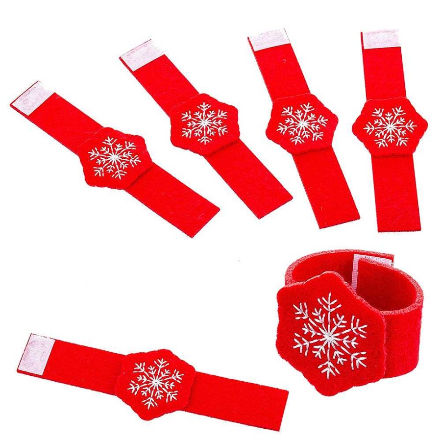 Home & Deco Juinsa Complementos Cocina | Pack 6 Servilleteros Fieltro Rojo Estrella De Nieve