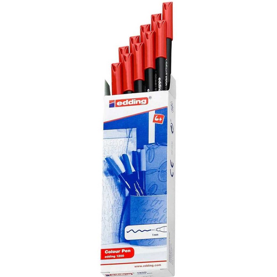 Papeler A Edding Rotuladores Escritura | Pack 10 Rotulador Edding 1200 Rojo