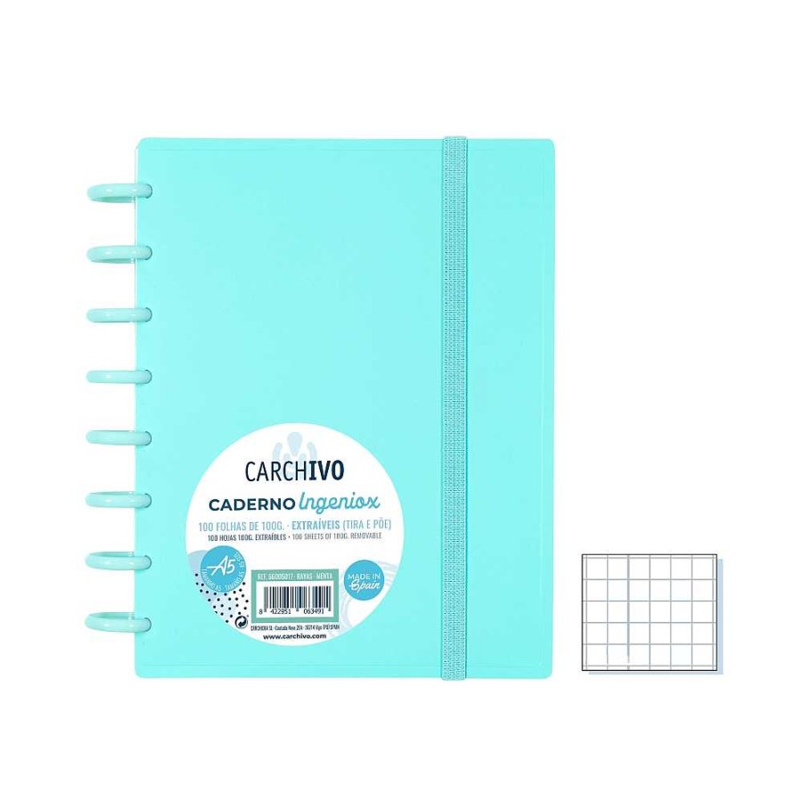 Papeler A Carchivo Cuadernos Espiral | Cuaderno Ingeniox A5 Menta Pastel 100 Hojas Cuadr Cula