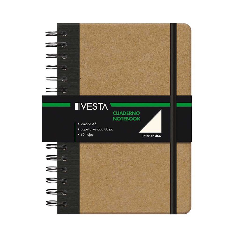 Papeler A Vesta Cuadernos Espiral | Cuaderno Nature Espiral Con Goma A5 96 Hojas Liso