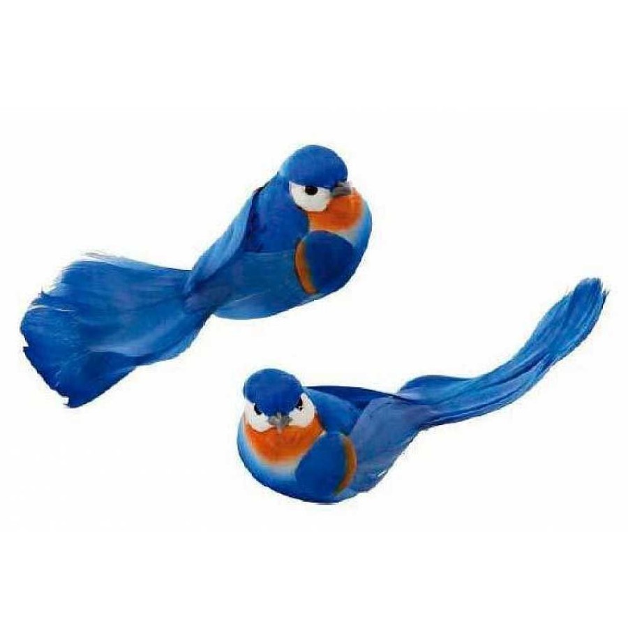 Home & Deco Genérico Adornos | Caja 12 P Jaros Pluma Azul Pinza 10Cm