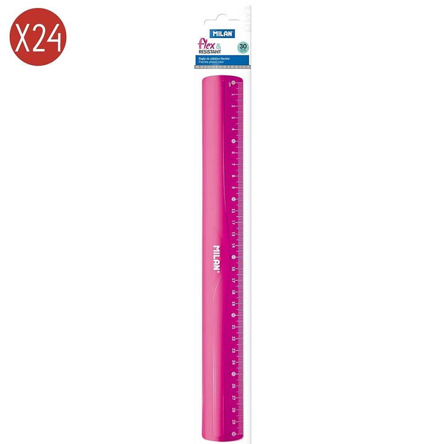 Papeler A Milan Reglas Y Compases | Pack 24 Regla Flexible Rosa 30 Cm Milan