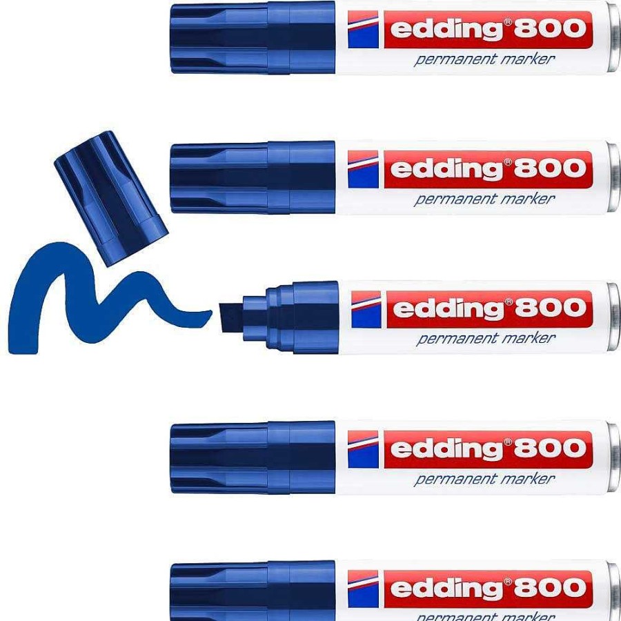 Papeler A Edding Permanentes Y Subrayadores | Pack 5 Rotulador Edding 800 Permanente Azul