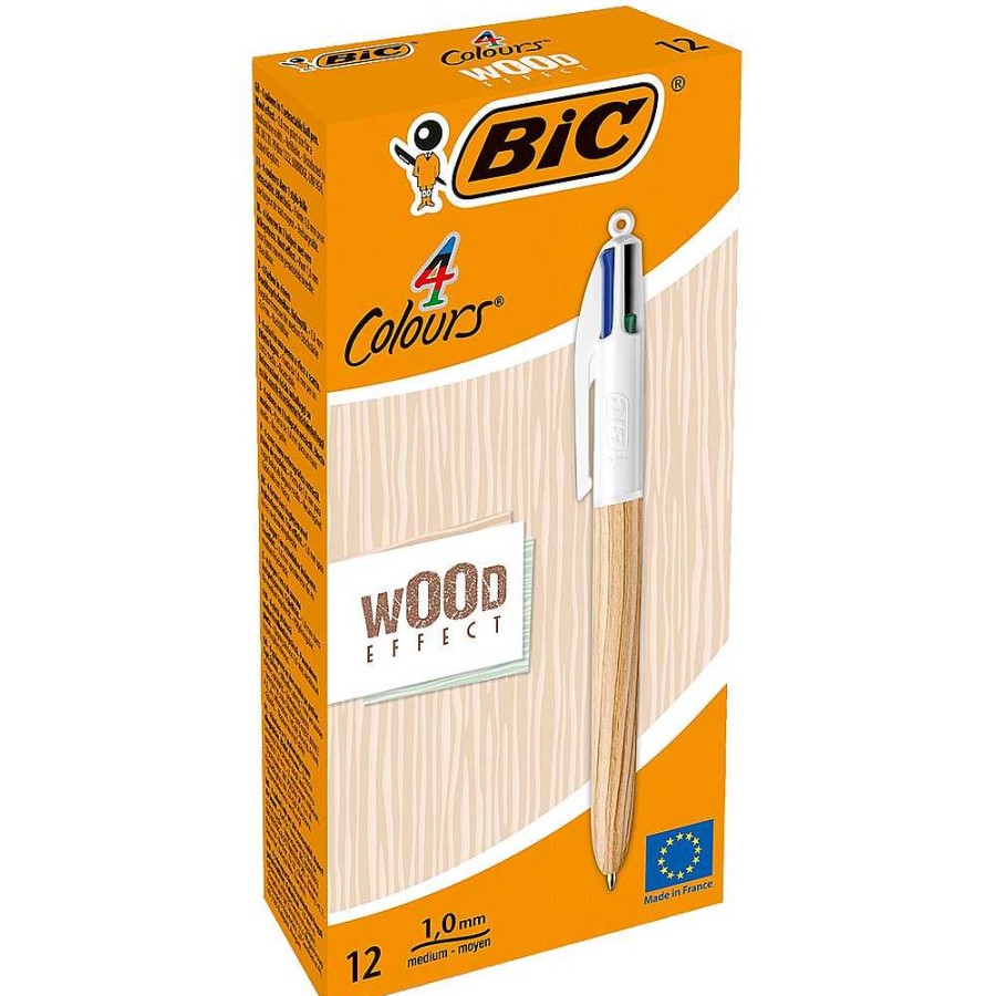 Papeler A BIC Bol Grafos | Caja 12 Bol Grafos Bic 4 Colores Wood