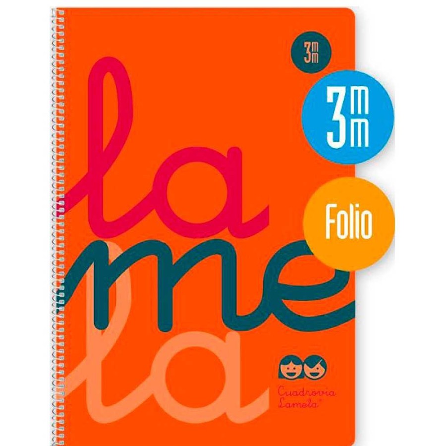 Papeler A Lamela Cuadernos Espiral | Bloc Espiral Folio Lamela Plastic - C 3 - 80 Hojas - 90 Grs -Naranja