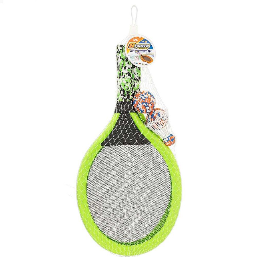 Juguetes Genérico Deportivos | Set 2 Raquetas Tennis Y Badmintong Con Pelotas Y Pluma 49 Cm