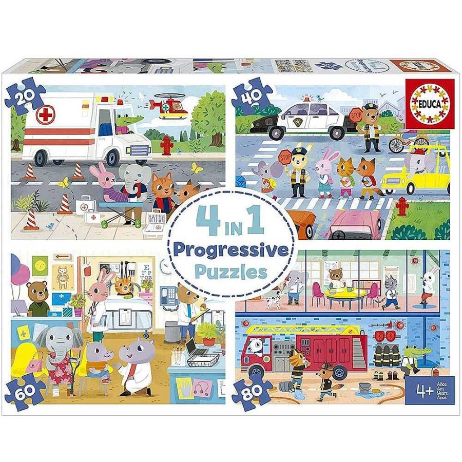 Juguetes Educa Puzzles Infantiles | Puzzle Progresivo 4 En 1 H Roes Acci N 20-80 Piezas