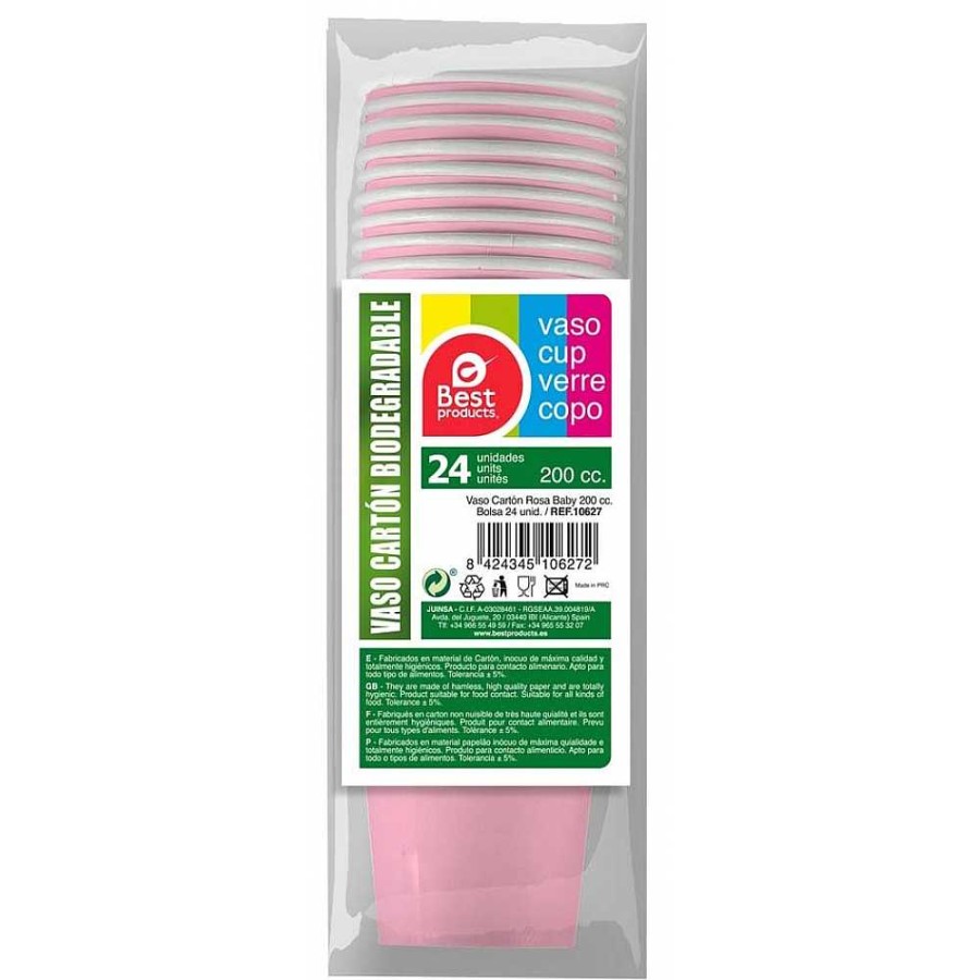 Regalo Genérico Tendencia Eco Sostenible | Pack 24 Vasos Cart N Eco 200 Ml. Rosa