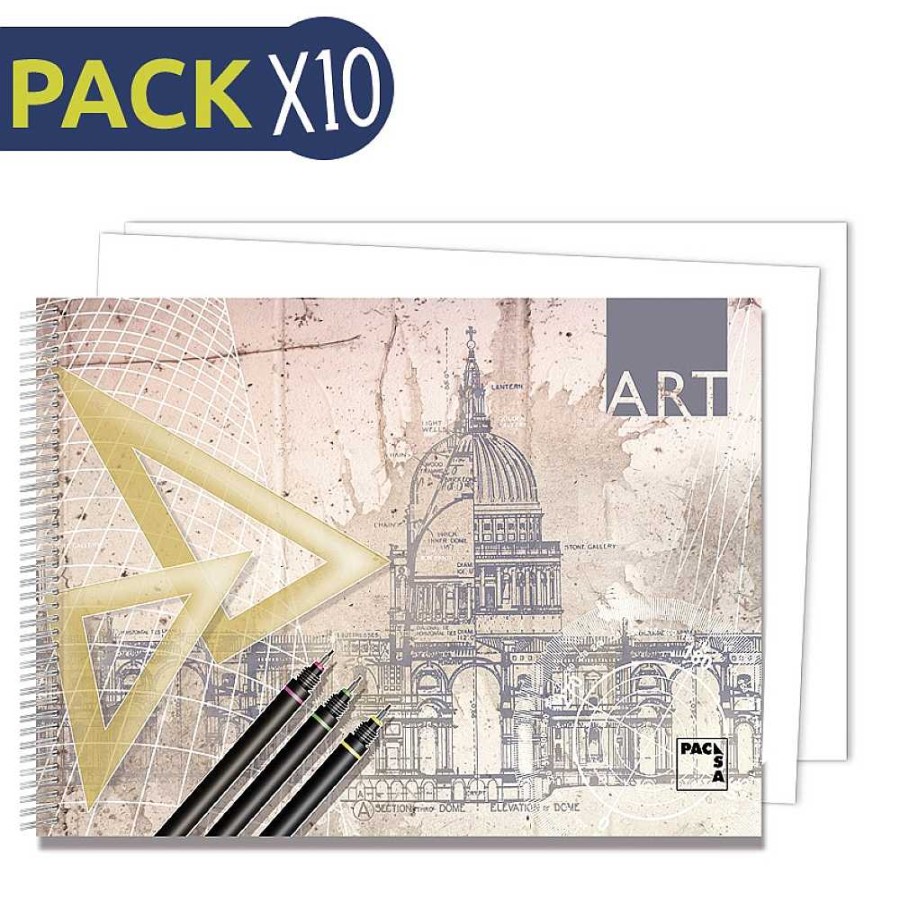 Papeler A Pacsa Dibujo Y Bellas Artes | Pack 10 Bloc Dibujo Folio Prolongado Liso 20 Hojas 140G