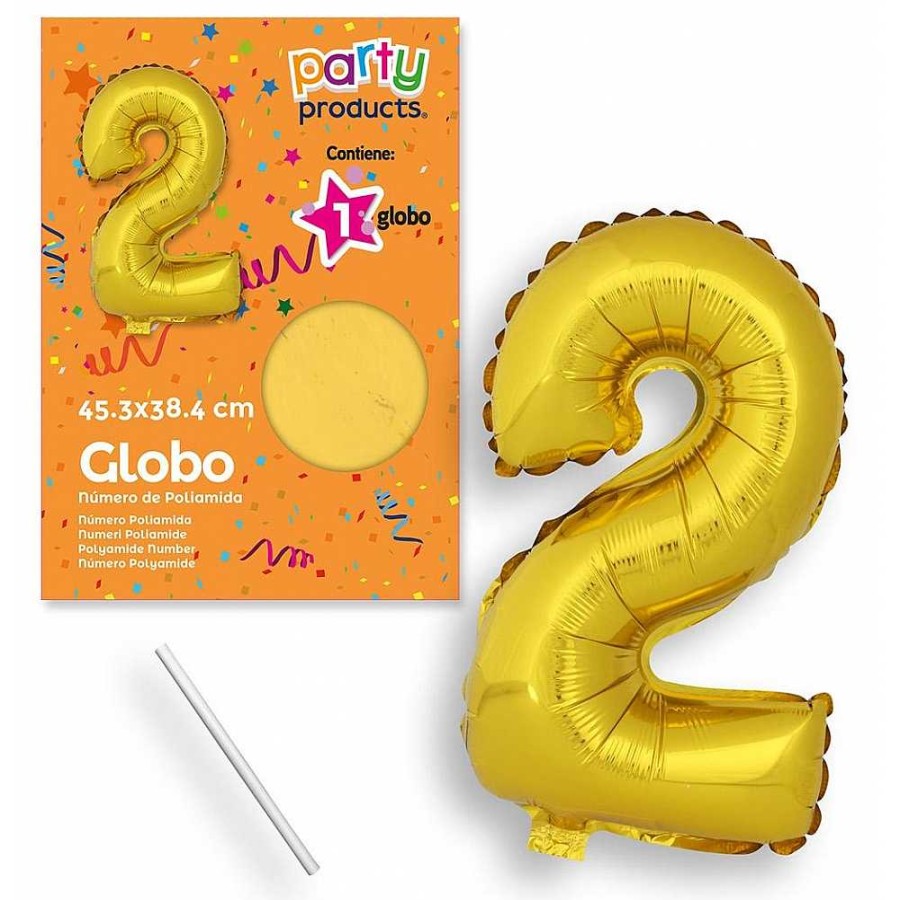 Fiestas Y Disfraces Genérico | Globo N 2 Poliamida 45 Cm Dorado