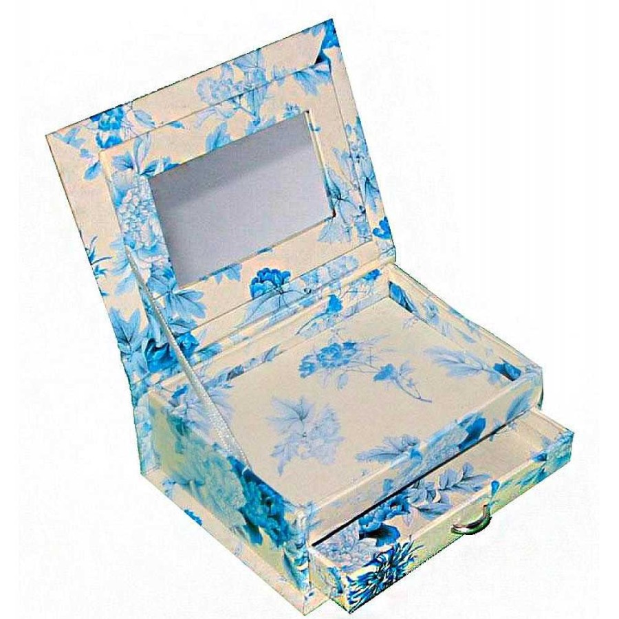 Regalo Genérico Relojes Y Bisuter A | Caja Joyero Flores Azul 14X10 Cm