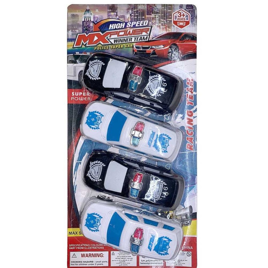 Juguetes Fantástiko Veh Culos | Set 4 Coches Polic A Fricci N 11 Cm