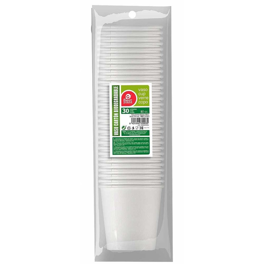 Regalo Genérico Tendencia Eco Sostenible | Pack 30 Vasos Cart N Eco Biodegradable 80 Ml