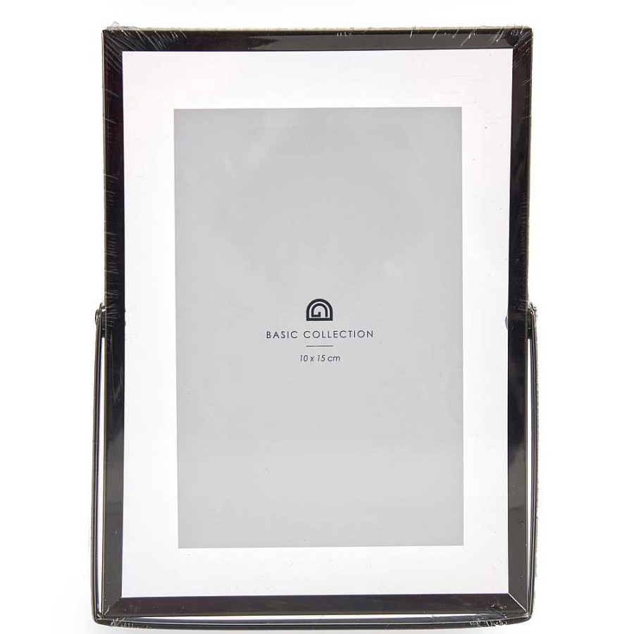 Home & Deco Gift decor Marcos De Fotos | Marco Fotos Doble Cristal Metalizado Negro 10X15Cm