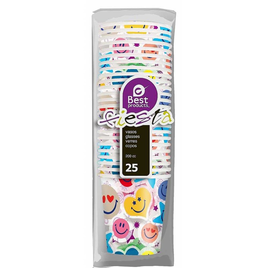 Fiestas Y Disfraces Genérico | Pack 25 Vasos Cart N 200 Ml. Smile