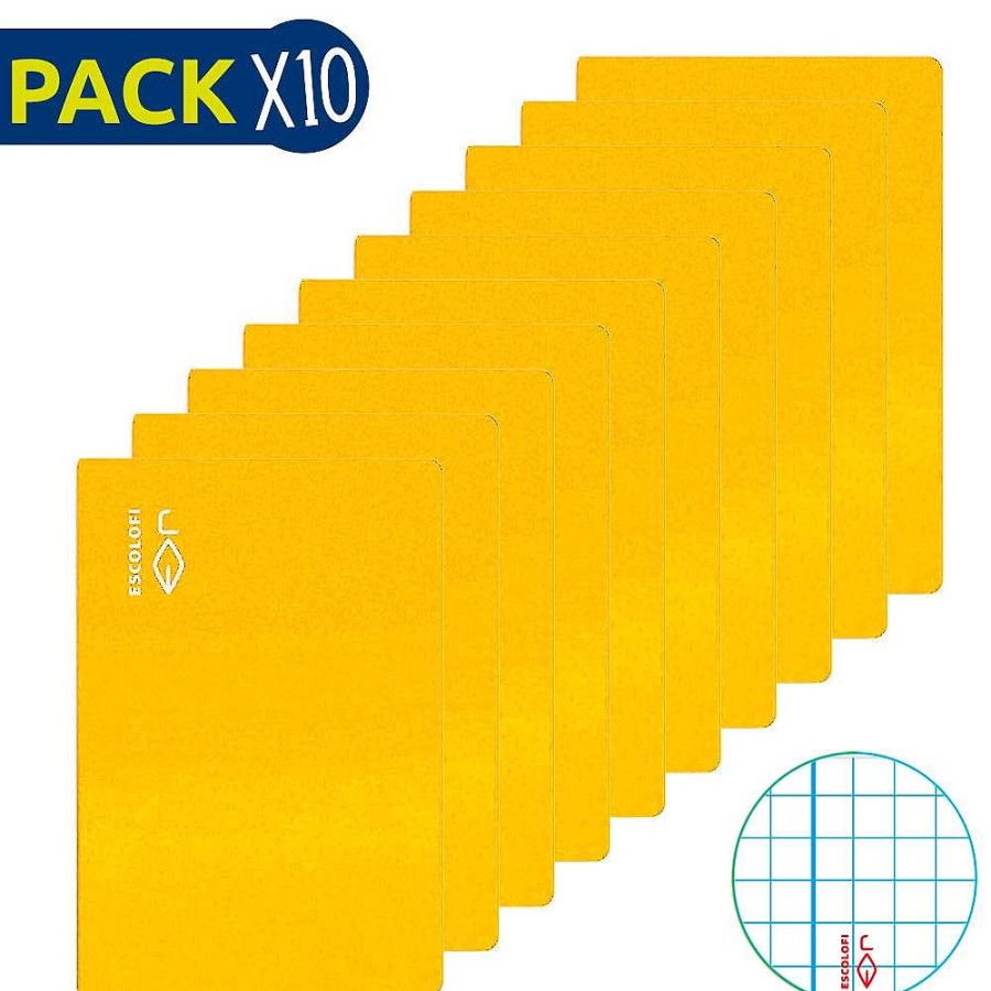 Papeler A Escolofi Libretas | Escolofi Pack 10 Cuadernos Grapados Folio 50H 70 Gr Cuadr Cula 4X4 Margen - Amarillo