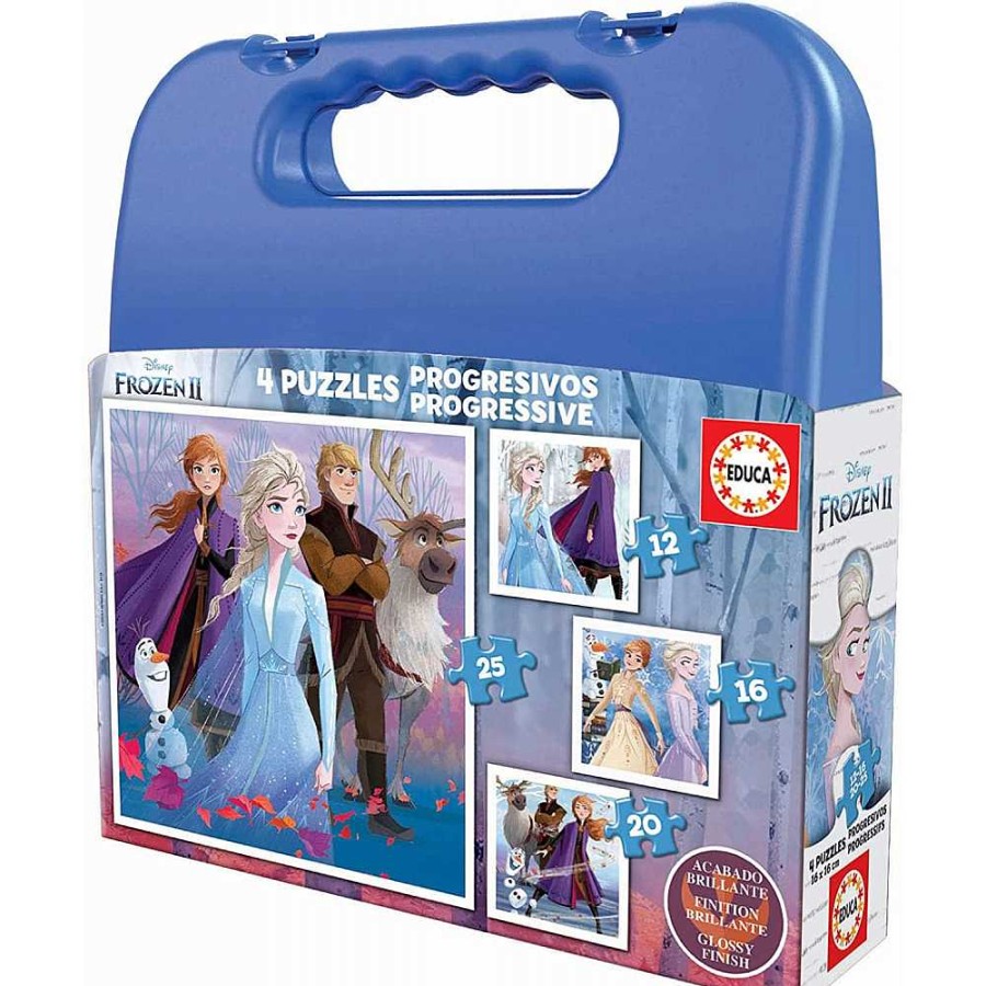 Juguetes Frozen Puzzles Infantiles | Frozen Maleta 4Puzzle Progresivo 12-25 Piezas