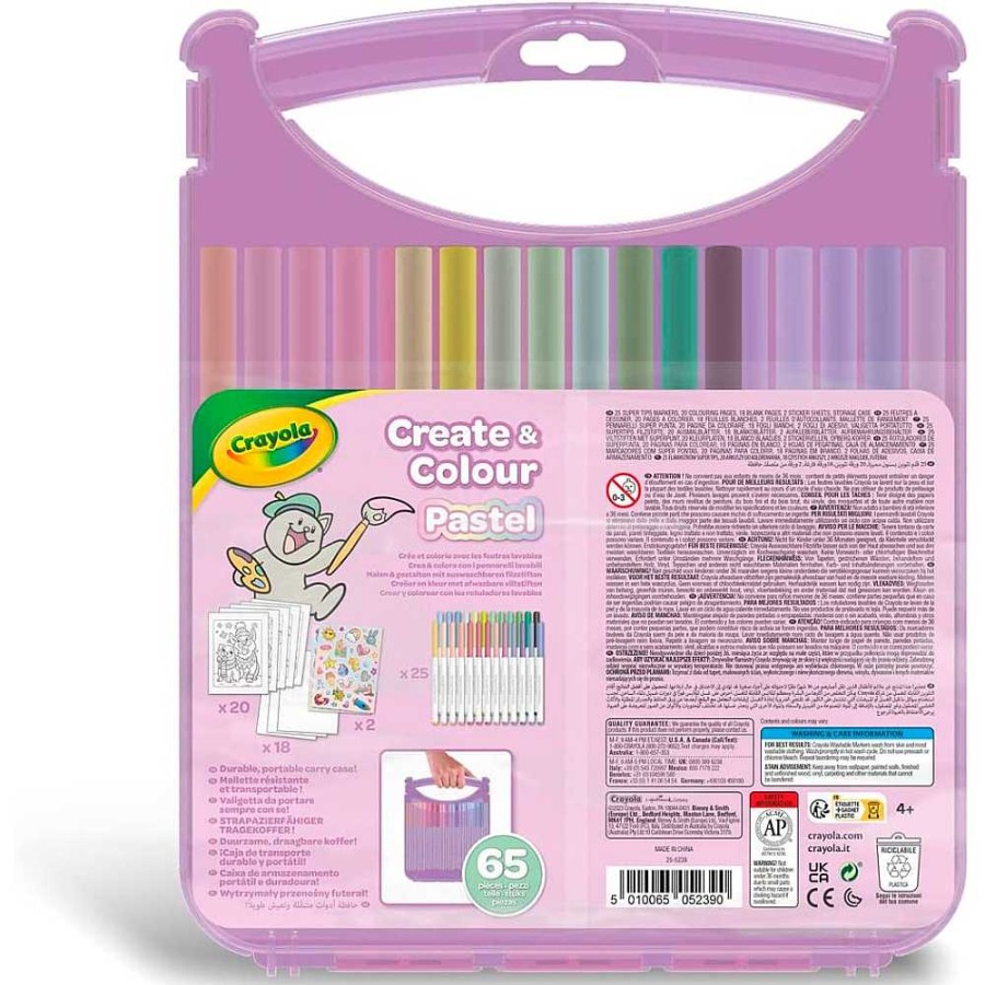 Papeler A Crayola Ceras-L Pices Y Rotuladores | Crayola Malet N 25 Rotuladores Pastel Lavables Con Accesorios