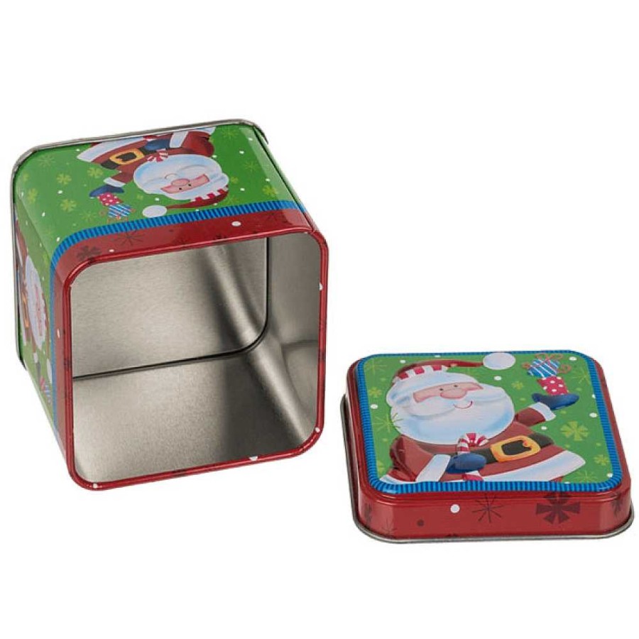 Home & Deco Genérico Orden: Cajas Y Cestas | Cajita Cuadrada Metal Christmas 3 Dise Os Surtidos 7X6 Cm