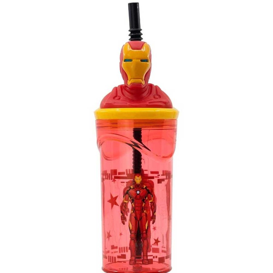 Mochilas Y Complementos Avengers | Avengers Iron Man Vaso Pajita Figura 3D 360 Ml