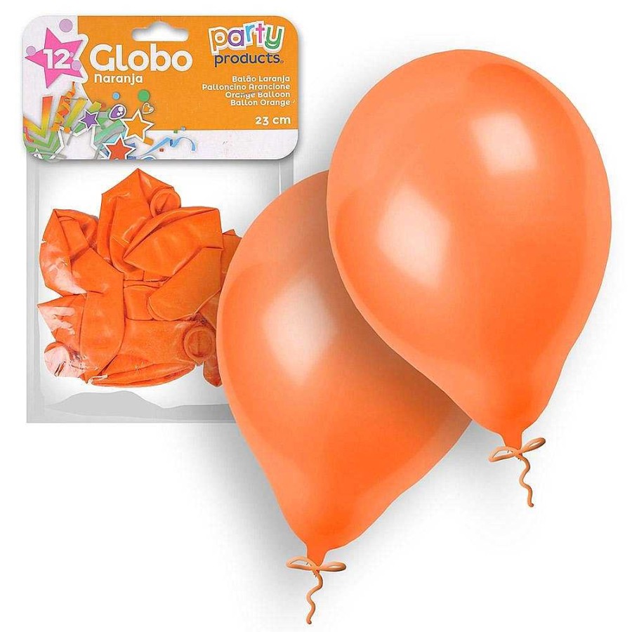 Fiestas Y Disfraces Genérico | Pack 12 Globos Naranja 23 Cm