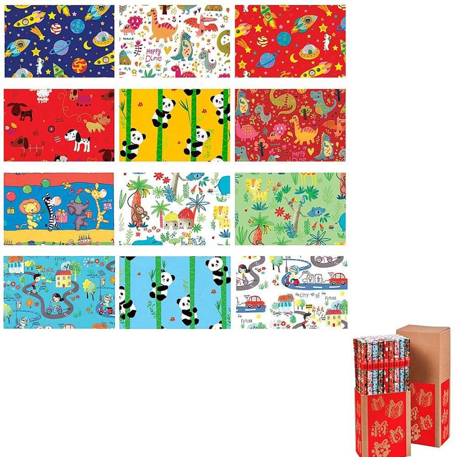 Papeler A REX Papel De Regalo Y Empaquetado | Expositor 50 Rollo Papel Regalo Infantil 200X70 Cm