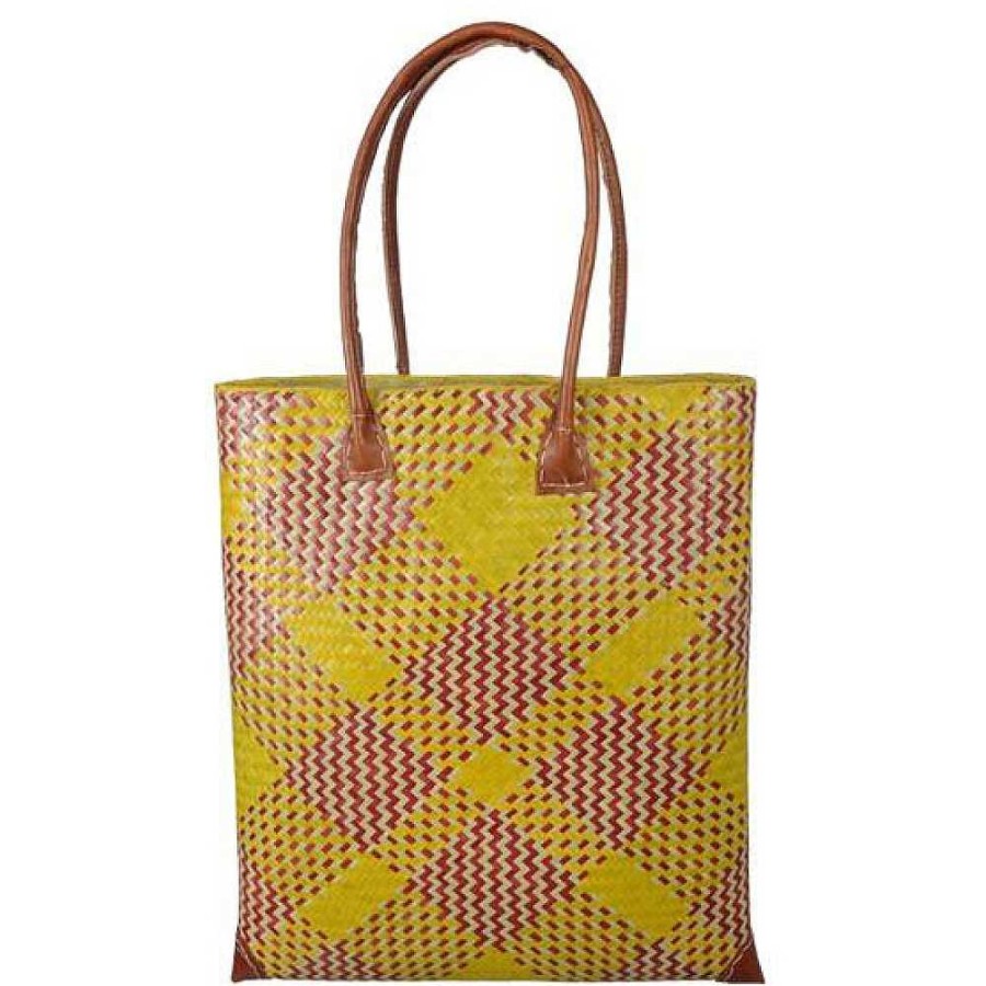 Regalo Genérico Bolsos | Bolso Rafia Y Cuero 40X36 - 3 Colores