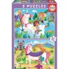 Juguetes Educa Puzzles Infantiles | Puzzle Doble 2X20 Piezas Unicornios-Hadas