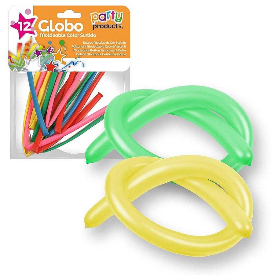 Fiestas Y Disfraces Genérico | Pack 12 Globos Largos De 1 Metro Colores Variados