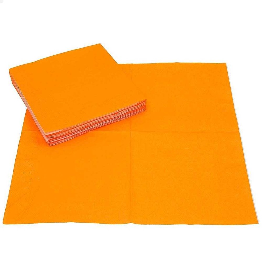 Fiestas Y Disfraces Genérico | Pack 20 Servilletas Papel Naranja 30X30 Cm