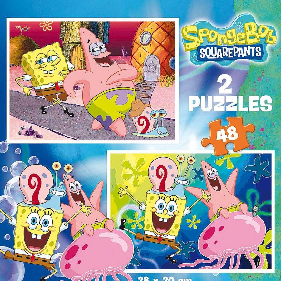 Juguetes Educa Puzzles Infantiles | Bob Esponja Puzzle Doble 2X48 Piezas