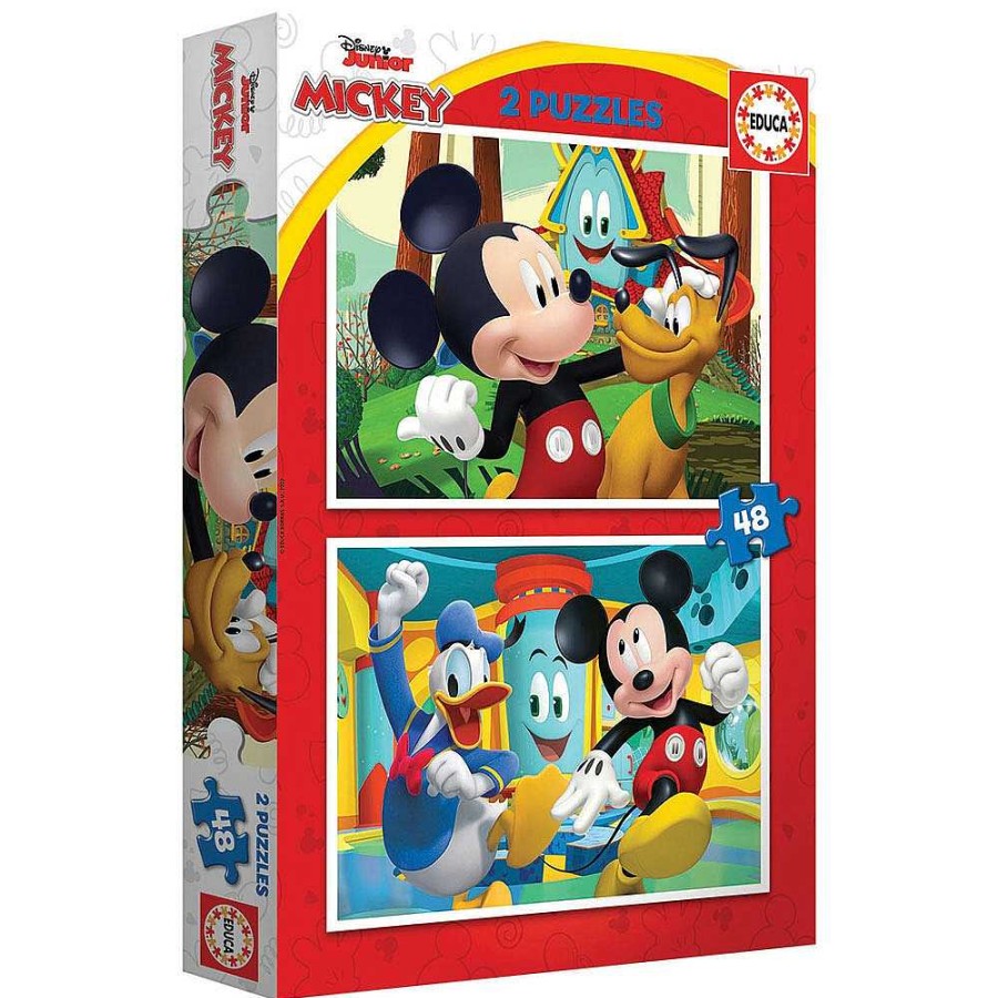 Juguetes Disney Puzzles Infantiles | Mickey Puzzle Doble 2X48 Piezas