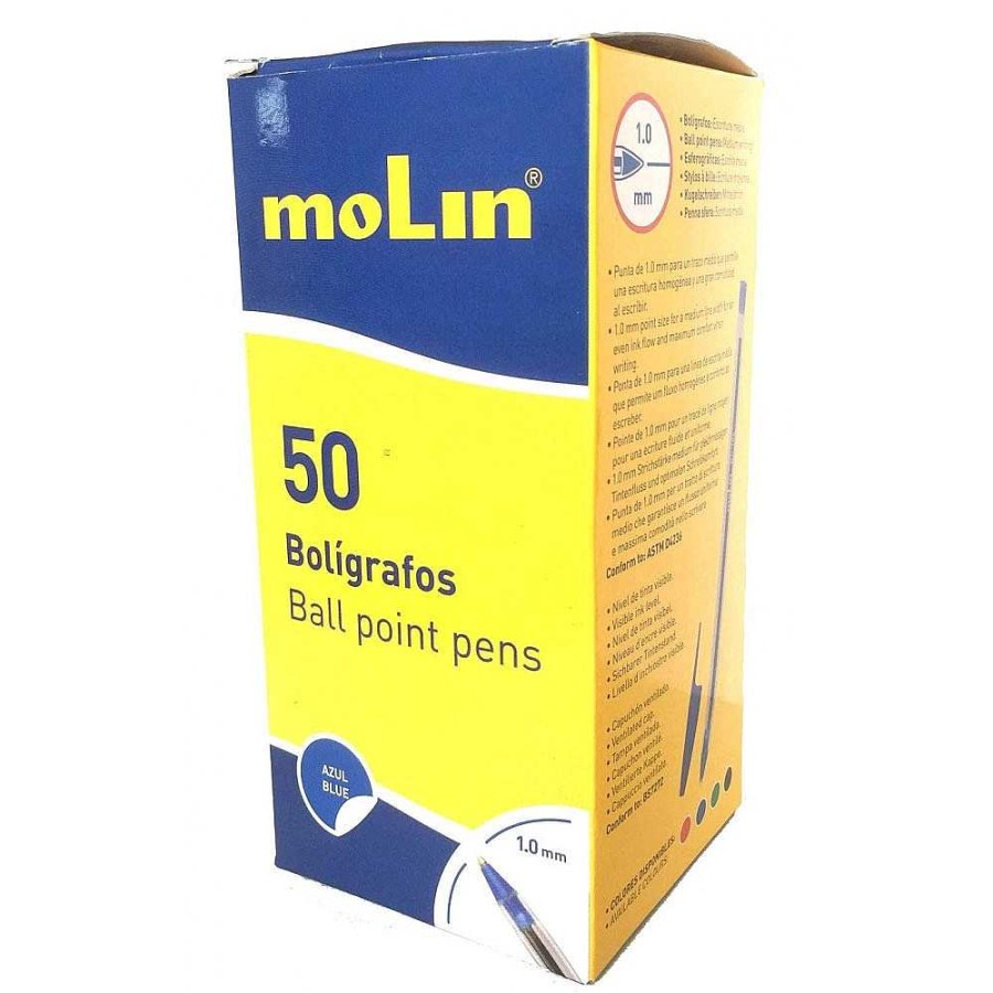 Papeler A Molin Bol Grafos | Caja 50 Bol Grafo Punta Media Azul