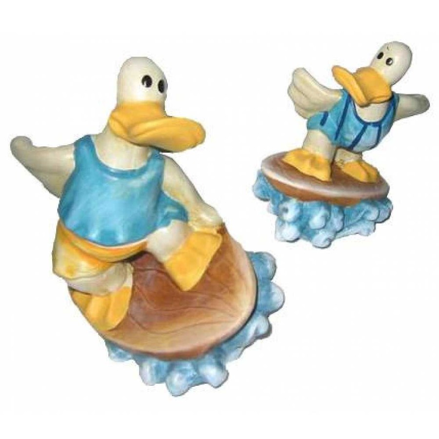 Home & Deco Genérico Adornos | Caja 2 Figuras Pato Surf Ceramica 16Cm