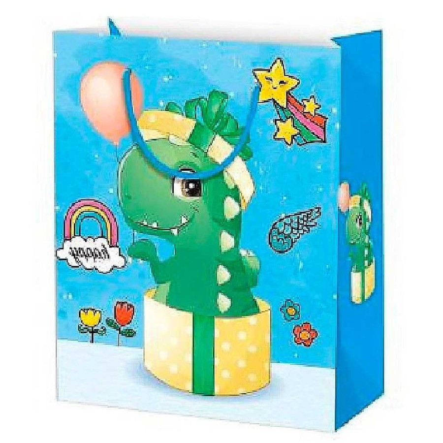 Papeler A Genérico Papel De Regalo Y Empaquetado | Bolsa Para Regalo Dinosaurios 26X32X10 - 4 Modelos