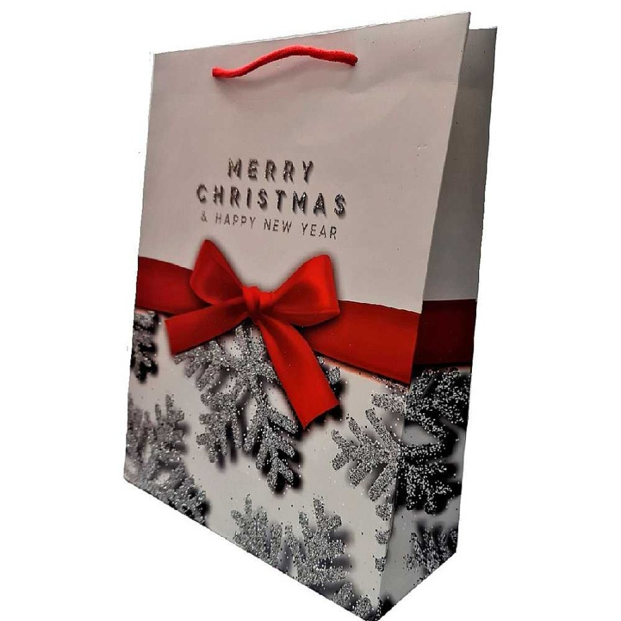 Papeler A Genérico Papel De Regalo Y Empaquetado | Bolsa De Regalo Con Purpurina Navidad 26X32X10 - 4 Modelos