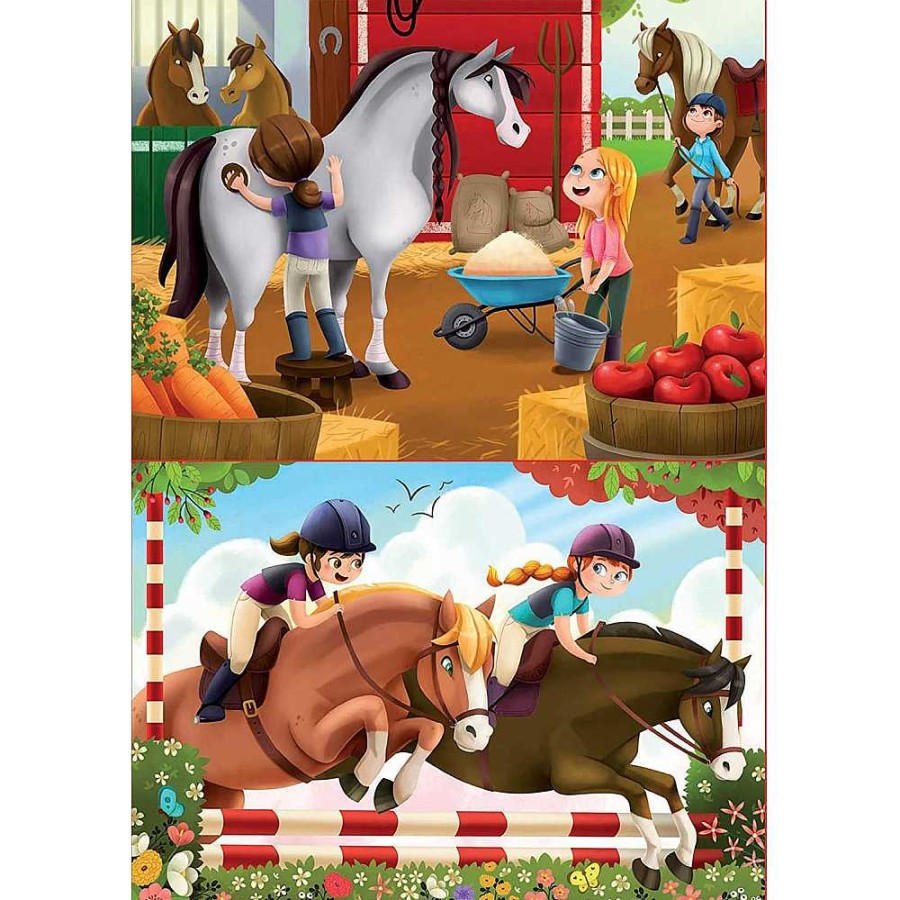 Juguetes Educa Puzzles Infantiles | Puzzle Doble 2X48 Piezas Cuidando Caballos