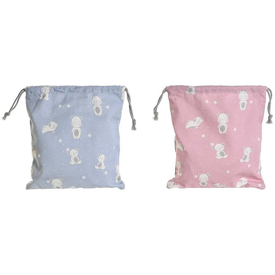 Mochilas Y Complementos Item | Bolsa Merienda Lienzo Osos Baby 24X26X2 Azul Y Rosa