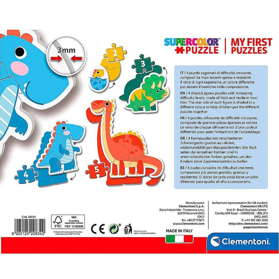 Juguetes Clementoni Puzzles Preescolar | My First Puzzle Progresivo Dinosaurios + 2 A Os